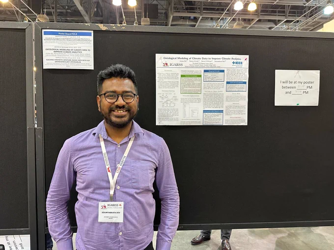 Soumyabrata Dev is presenting his PhD student Jiantao Wu's work on 'Ontological modeling of climate data to improve climate analytics' at IGARSS 2023.