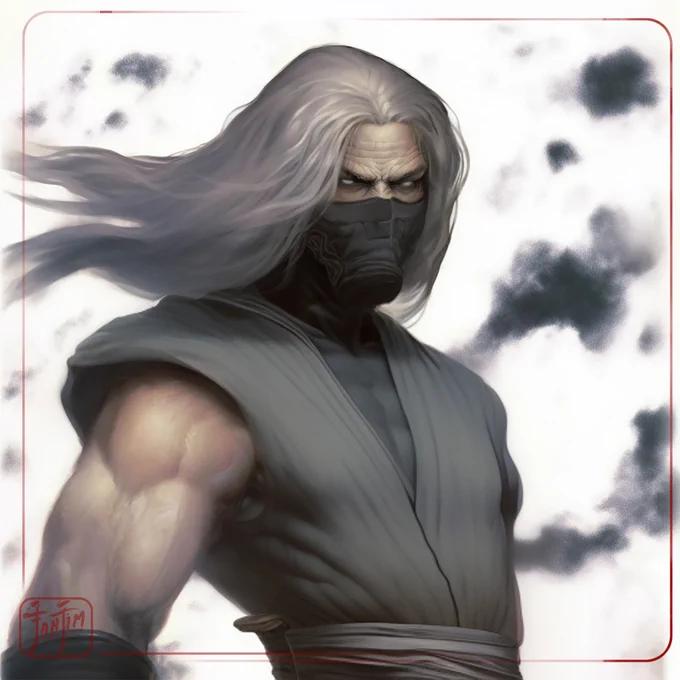 Smoke from Mortal Kombat 1 letting his hair down.
