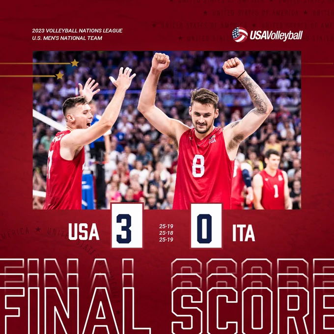 Graphic with final score and photo of players cheering