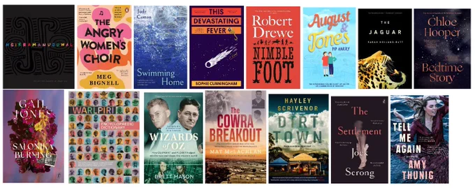 Thumbnails of the covers of 15 books that have been long listed for the award