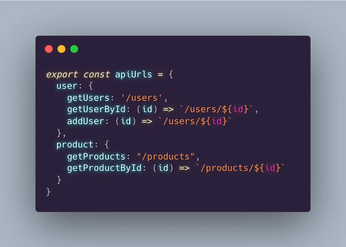 export const apiUrls = {
  user: {
    getUsers: '/users',
    getUserById: (id) => `/users/${id}`,
    addUser: (id) => `/users/${id}`
  },
  product: {
    getProducts: "/products",
    getProductById: (id) => `/products/${id}`  
  }
}