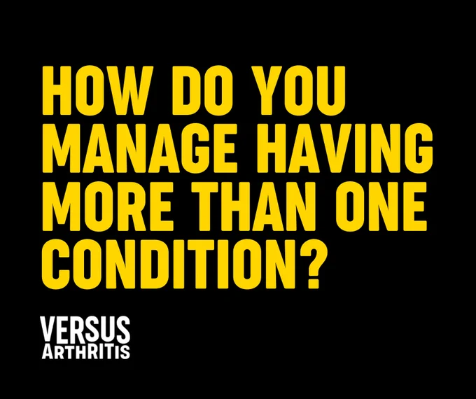 Bold, yellow text on a black background that says, "how do you manage having more than one condition?"