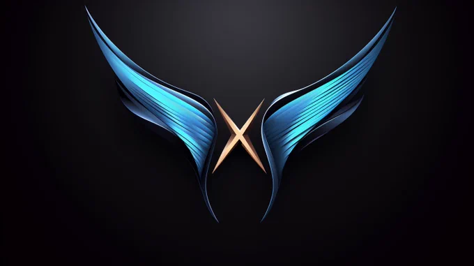The letter X as a blue bird | black background | minimalistic logo --style raw --ar 16:9 