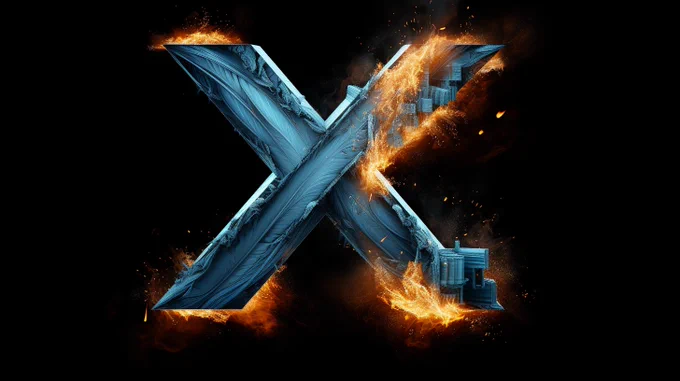The letter X as a blue bird | black background | rocket launch --style raw --ar 16:9
