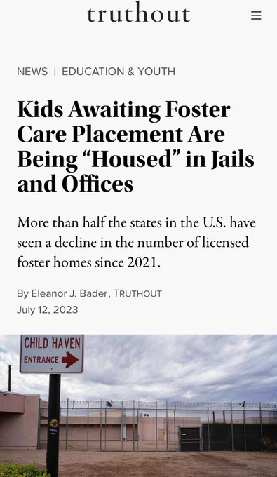Kids are waiting foster care placement are being house in jails in offices