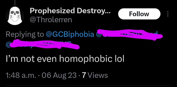 @Throlerren tweet:
I'm not even homophobic
