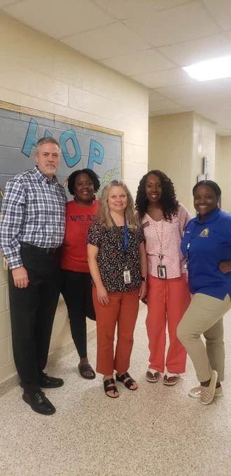 Pictured with me L-R: Social Worker Kim Cayetano, Counselors Amy Lester & Samantha Haywood and Safety Advisor Tiffany Vaught.