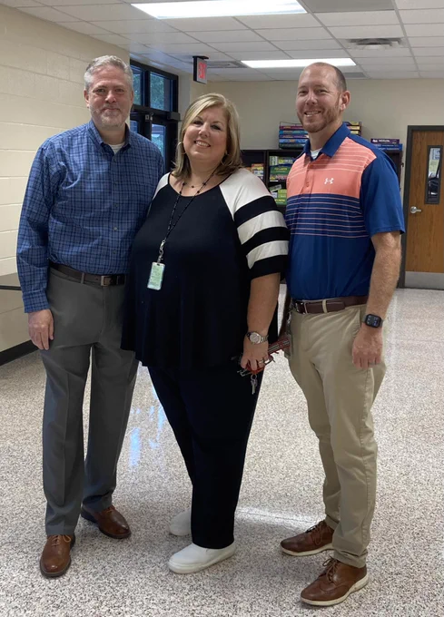 Pictured with me L-R: McGarity Principal Karla Dodgen and Assistant Principal Charles Harrison.