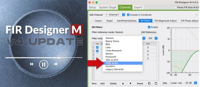 Eclipse Audio Updates FIR Designer M Software with auditionDSP Processor and Audio Player
Read More https://audioxpress.com/news/eclipse-audio-updates-fir-designer-m-software-with-auditiondsp-processor-and-audio-player

Eclipse Audio has announced a major update of its FIR Designer M software tool for creating custom loudspeaker processing (IIR FIR) filters and complete multichannel presets. Version 4 adds auditionDSP, a dynamic new digital signal processor and audio player that enables users to listen to their custom processing during the development process, rather than relying solely on visual plots. auditionDSP also allows different filtering options to be audibly compared by running processing for up to three loudspeaker presets simultaneously, in real-time, with live switching between presets.
#loudspeakerprocessing #digitalsignalprocessor #digitalaudioprocessor  