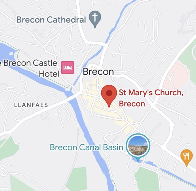 Map view of Brecon, Wales
