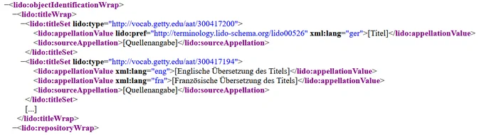 LIDO – Lightweight Information Describing Objects (XML-Snippet). CC0, creator: Barbara Fichtl