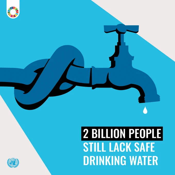 Text: 6 billion people still lack safe drinking water

