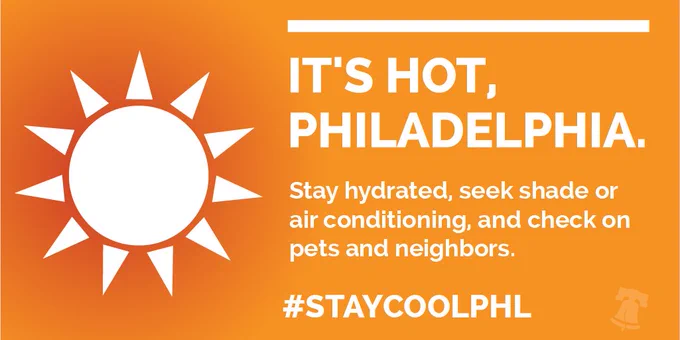 It's hot outside, Philadelphia. Learn more tips on how to #StayCoolPHL https://bit.ly/3btsCRe 

