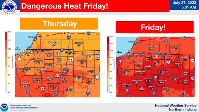 Dangerous heat Friday