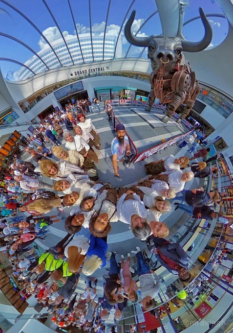 Ozzy the bull on launch day at Birmingham New Street Station. 360 photo taken by MrASingh and volunteers from the Commonwealth games.