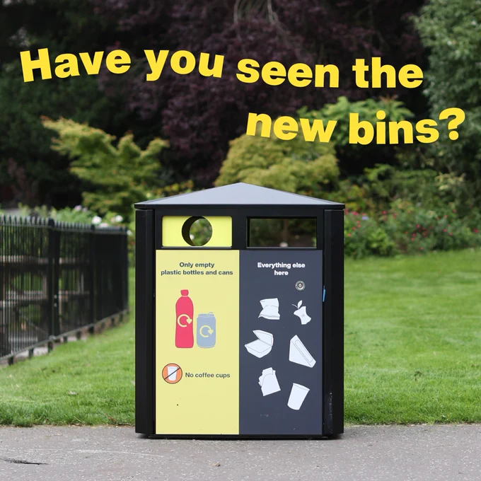 A photograph of a new Belfast #CircleCity recycling bin in our parks. 
