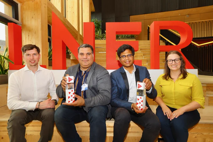 Our LNER Future Labs winners with two members of staff from LNER.