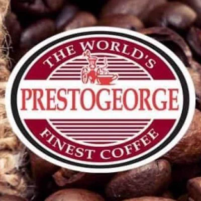 a coffee logo reading "PRESTOGEORGE the world's finest coffee"