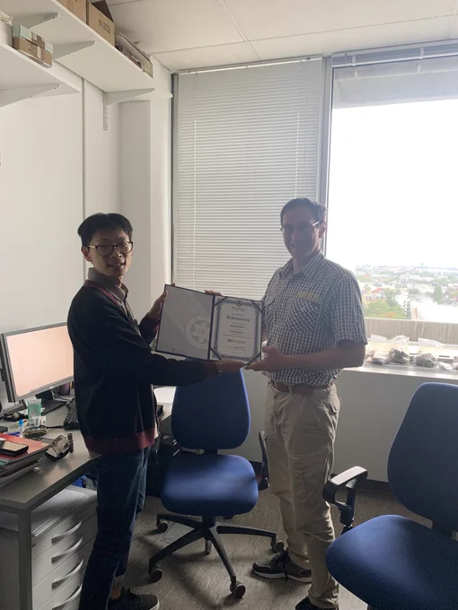 Andrej get the certificate of the PIFI project