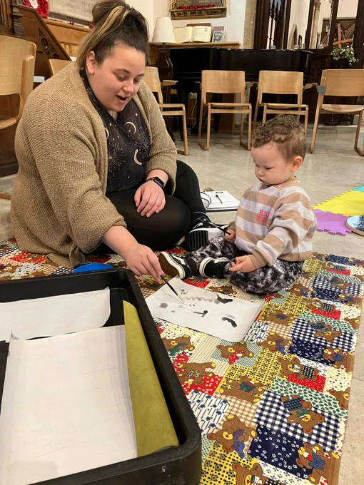 Families got a chance to get creative with painting stations at the sensory art event