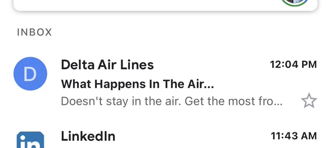 A screenshot of an inbox shows a Delta email with the subject line “What happens in the air….doesn’t stay in the air”