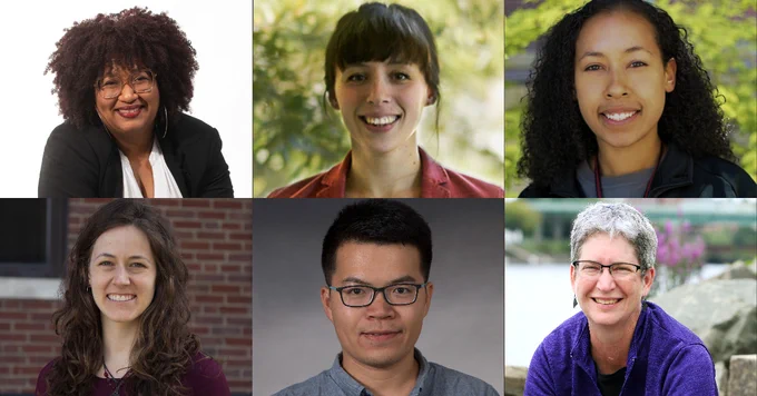 grid of six headshots featuring five women and one man