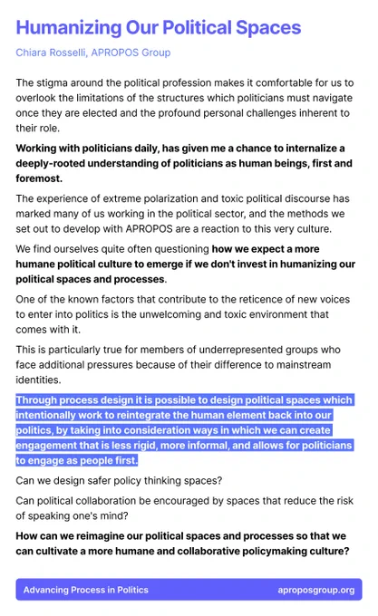 Humanizing Our Political Spaces 