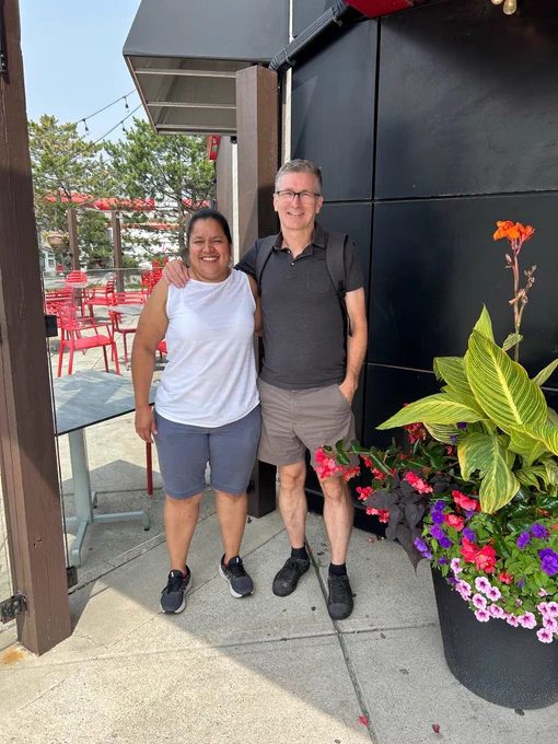 Paula and her primary advisor after a lab lunch out to celebrate her completion of thesis edits, arising from the defence.