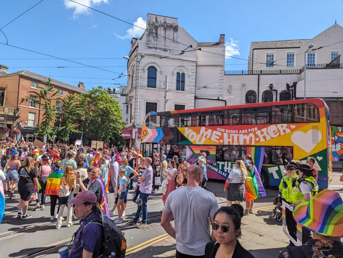 Pride bus as part of the Pride March