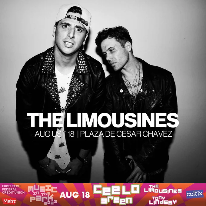 The Limousines play First Tech Federal Credit Union Music in the Park in San Jose August 18 with CeeLo Green and Tony Lindsay.