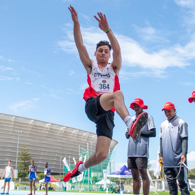 William Bishop competing in the long jump at the Commonwealth Games GAPS Camp.