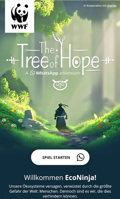 Startseite Webseite The Tree of Hope. Illustration mit Ninja vor Wald 
