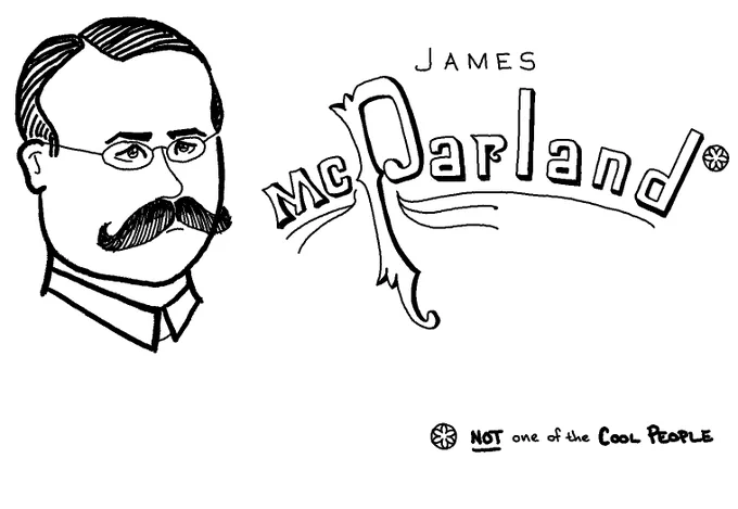 Cartoon of James McParland, with a note that says "NOT one of the Cool People"