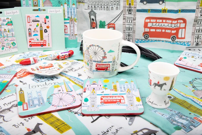 Jessica Hogarth designed products including coasters, magnets, a mug and an eggcup