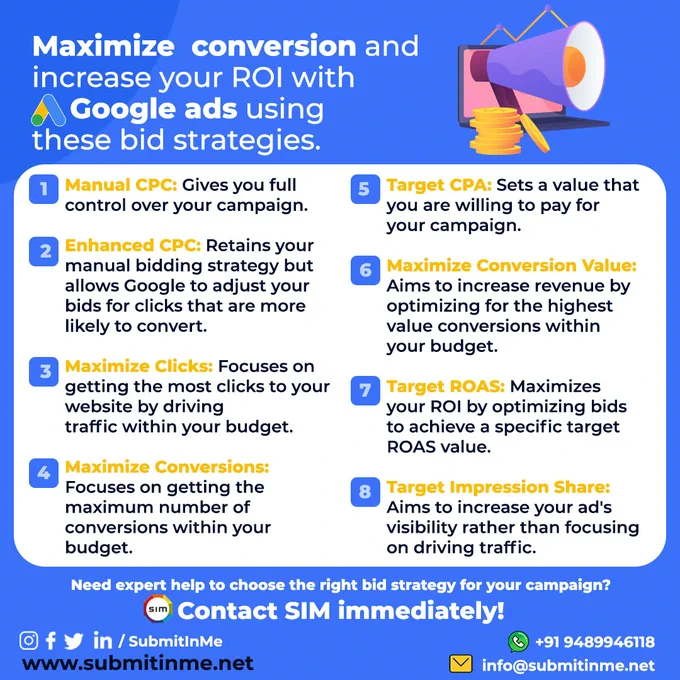 Maximize conversion and increase ROI with Google ads using their bid strategy