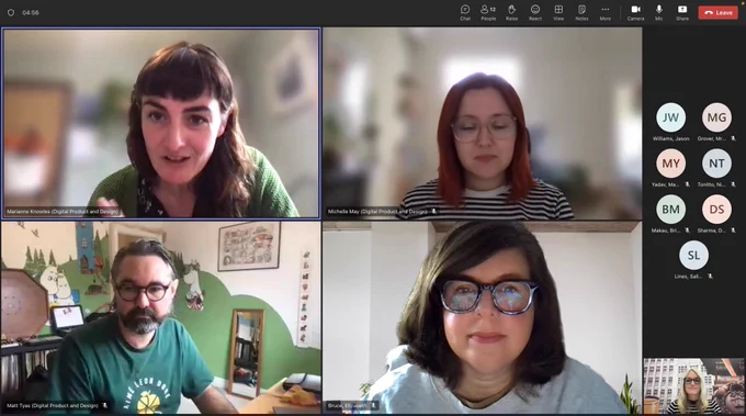 Members of the design team on a Teams call with the Digital Workspace team at KPMG