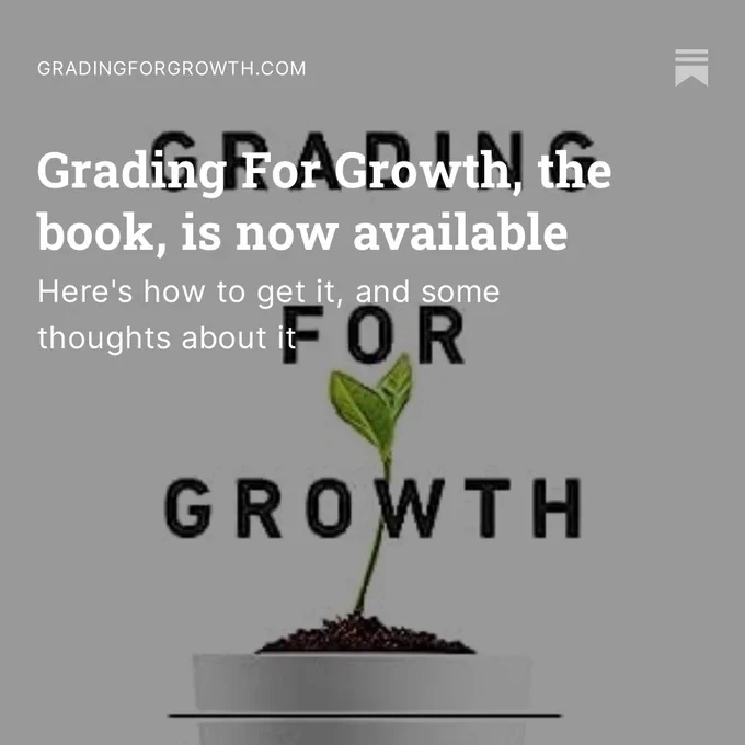 Grading for Growth, the book, is now available -- picture of book cover with a plant growing