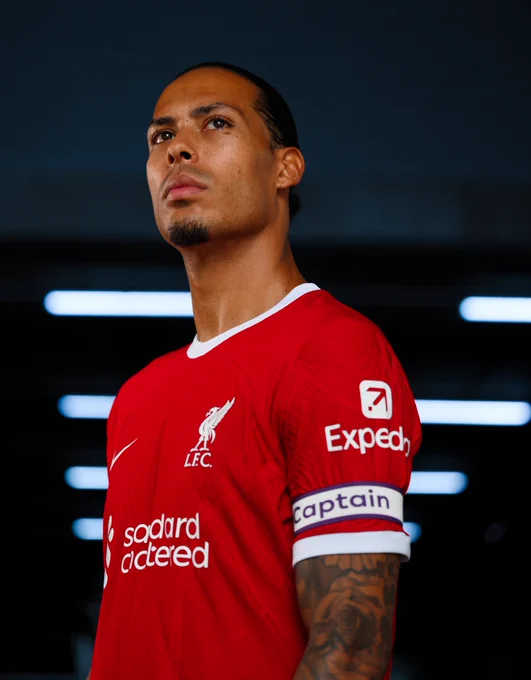 Virgil van Dijk wearing the Premier League captain’s armband.