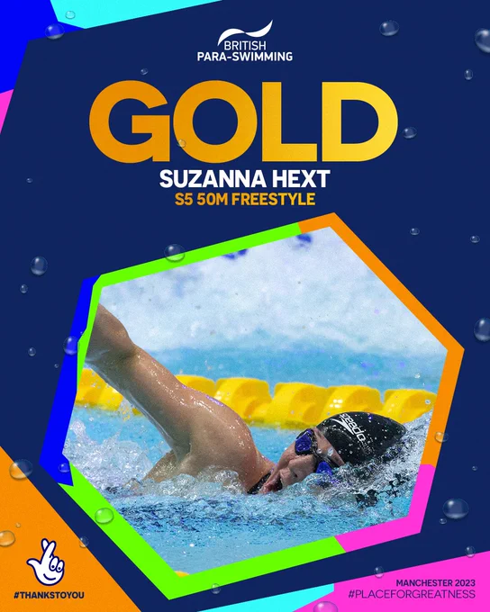 Suzanna Hext, S5 50m Freestyle champion