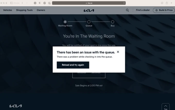 Error message: "there has been an issue with the queue"