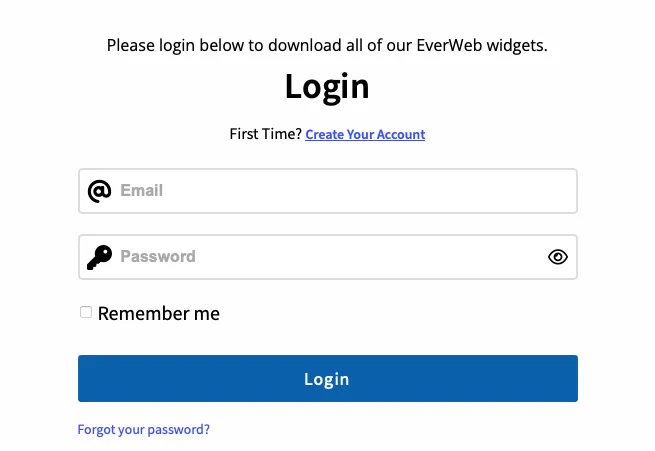 EverWeb's new log in screen for Subscribers
