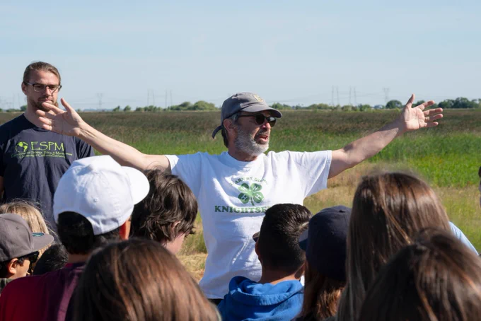 Dr. Baldocchi addressing a group during field work.