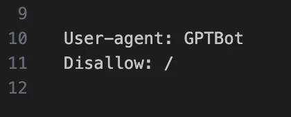 User-agent: GPTBot
Disallow: /