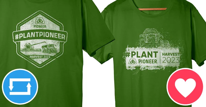Image of green shirts with white designs. Vote for the shirt on the left using the retweet button. Vote for the shirt on the right using the heart button. 