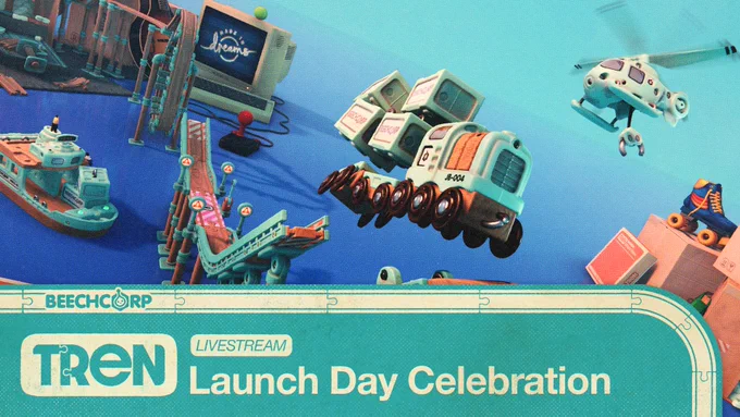 A thumbnail image of the Tren Launch Day Celebration livestream. It features the Tren key art and is titled "Tren - Livestream. Launch Day Celebration".