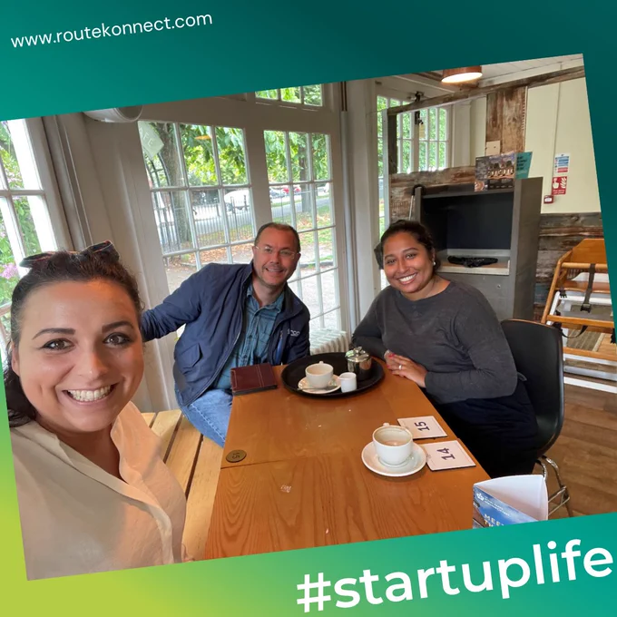Rebecca from Route Konnect, and the PCFO team catching up over a cup of coffee.