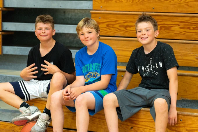 3 boys on Day 1 of the 5starbasketball camp in Sitka