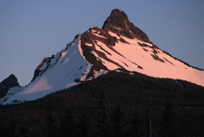 Mount Washington with snow on it.