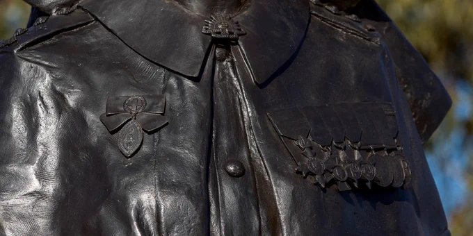 Artwork: Charles Robb, Lieutenant Colonel Vivian Bullwinkel AO MBE ARRC ED FNM FRCNA (2023) Bronze, stainless steel and concrete, AWM2022.533.1 