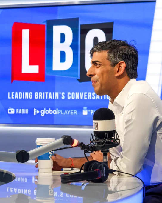The Prime Minister Rishi Sunak in the LBC studio.